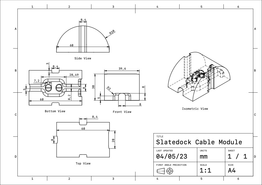 Drawing of a Slatedock mini with modules